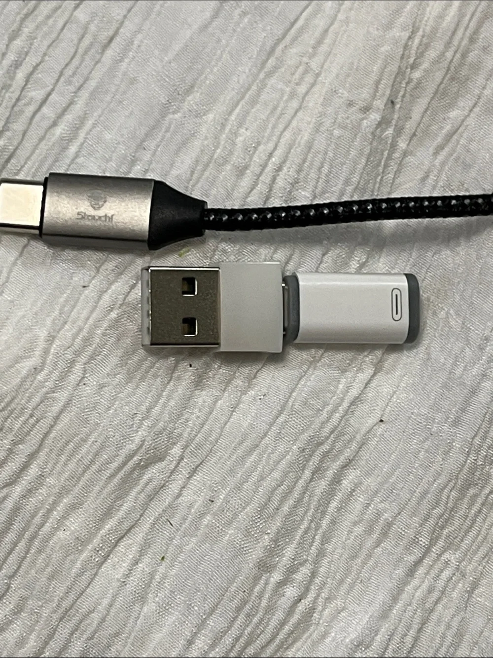 Silver/Black Braided USB-C Charging & Adapter Cable -